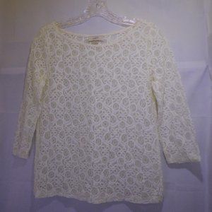 Loft 3/4 Sleeve Battenberg Lace Top